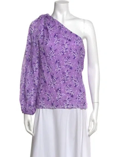 Pre-owned Ulla Johnson Floral Print One-shoulder Blouse In Purple