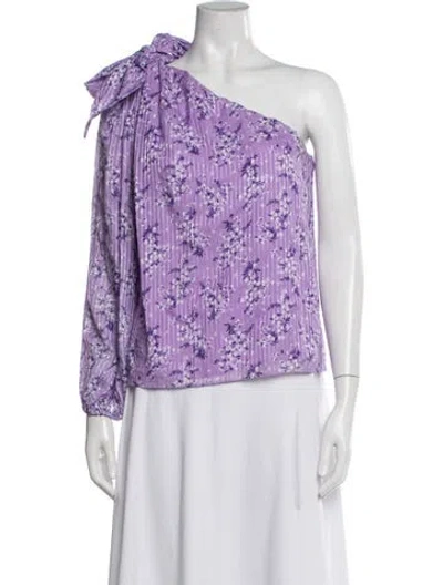 Pre-owned Ulla Johnson Floral Print One-shoulder Blouse In Purple