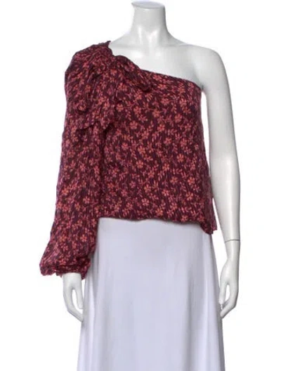 Pre-owned Ulla Johnson Floral Print One-shoulder Blouse W/ Tags In Red