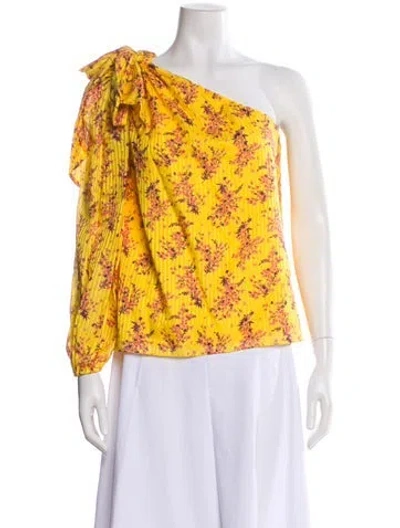 Pre-owned Ulla Johnson Floral Print One-shoulder Blouse In Yellow