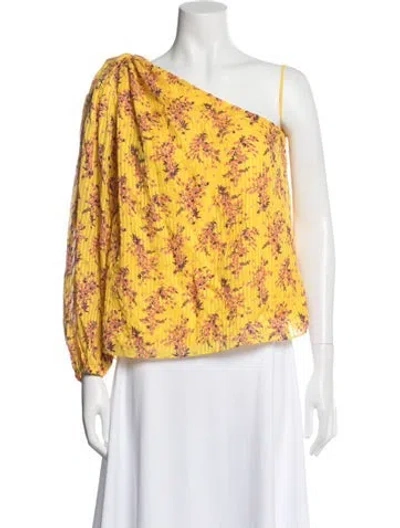Pre-owned Ulla Johnson Floral Print One-shoulder Blouse In Yellow