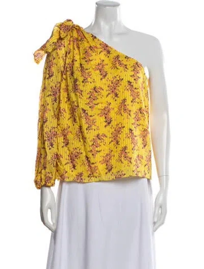 Pre-owned Ulla Johnson Floral Print One-shoulder Blouse In Yellow