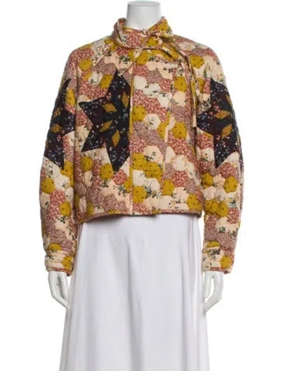 Pre-owned Ulla Johnson Floral Print Performance Jacket In Yellow