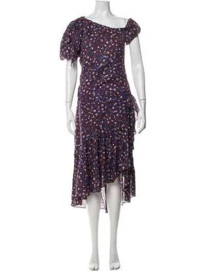 Pre-owned Ulla Johnson Floral Print Ruffle Embellishment Skirt Set In Burgundy