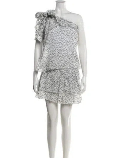Pre-owned Ulla Johnson Floral Print Ruffle Embellishment Skirt Set In White