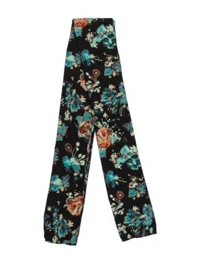 Pre-owned Ulla Johnson Floral Print Scarf In Black