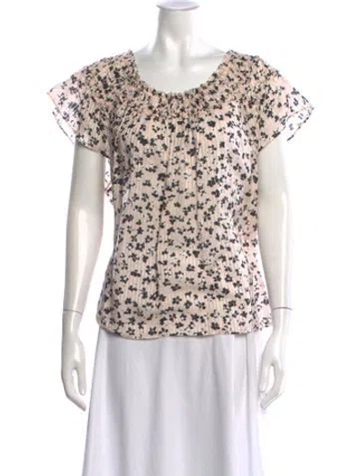 Pre-owned Ulla Johnson Floral Print Scoop Neck Blouse In Pink