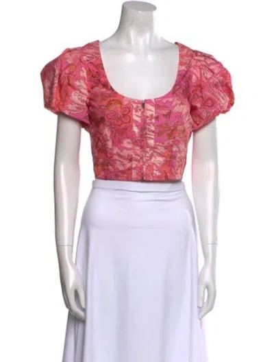 Pre-owned Ulla Johnson Floral Print Scoop Neck Crop Top In Pink