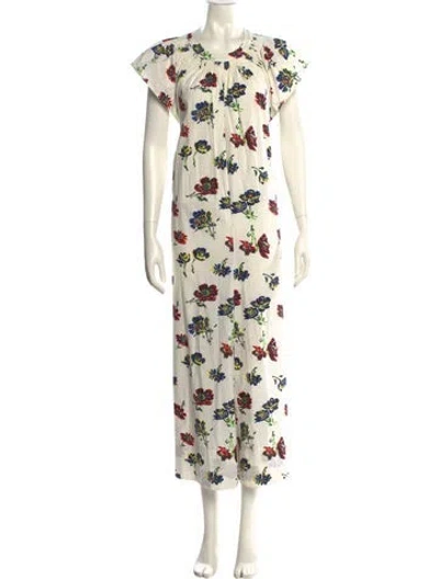 Pre-owned Ulla Johnson Floral Print Scoop Neck Jumpsuit In White