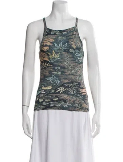 Pre-owned Ulla Johnson Floral Print Scoop Neck Top In Blue