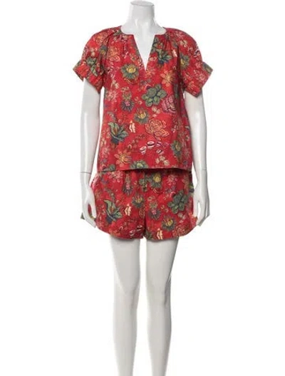 Pre-owned Ulla Johnson Floral Print Short Set In Blue