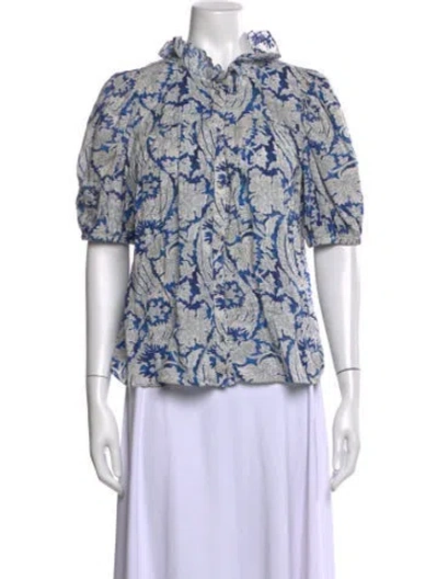 Pre-owned Ulla Johnson Floral Print Short Sleeve Blouse