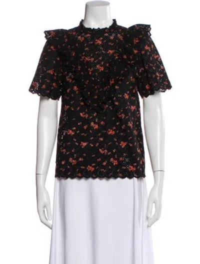 Pre-owned Ulla Johnson Floral Print Short Sleeve Top In Multi