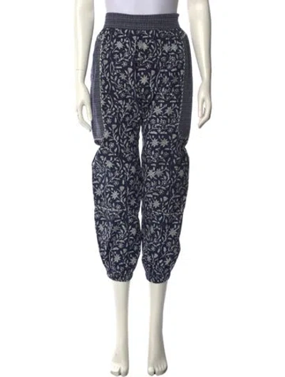 Pre-owned Ulla Johnson Floral Print Skinny Leg Pants In Blue