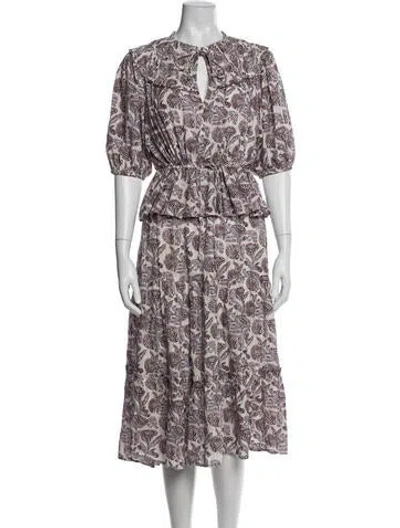 Pre-owned Ulla Johnson Floral Print Skirt Set In Neutrals/purple