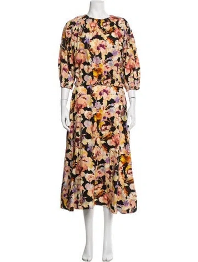 Pre-owned Ulla Johnson Floral Print Skirt Set W/ Tags In Neutrals