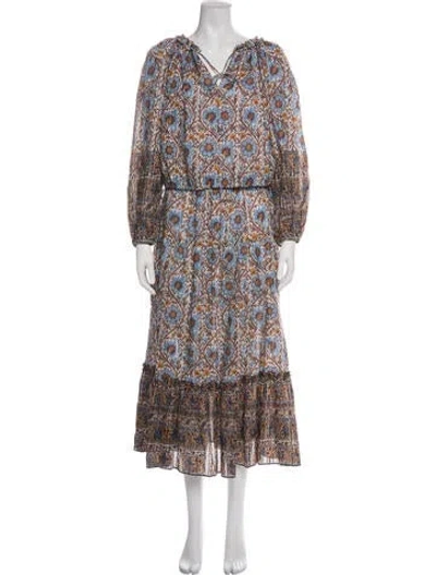 Pre-owned Ulla Johnson Floral Print Skirt Suit In Blue
