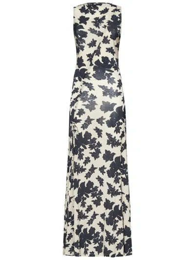 Ulla Johnson Floral Print Sleeveless Beige Dress In Multicolor