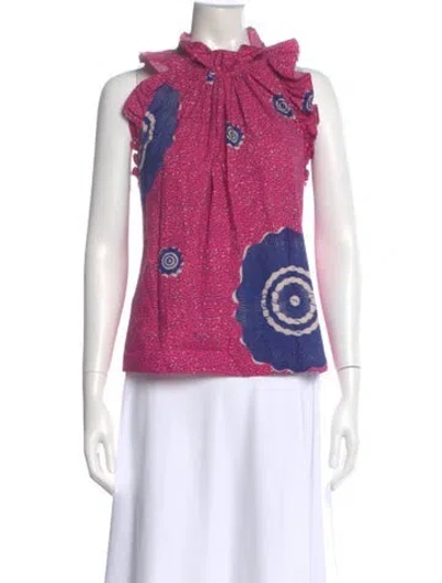 Pre-owned Ulla Johnson Floral Print Sleeveless Blouse In Pink