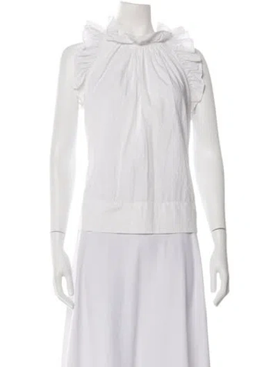 Pre-owned Ulla Johnson Floral Print Sleeveless Blouse In White