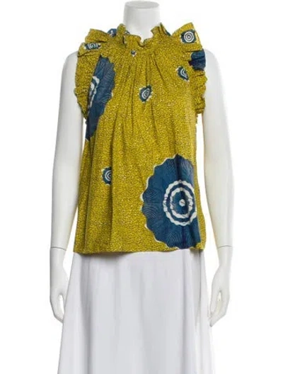 Pre-owned Ulla Johnson Floral Print Sleeveless Blouse In Yellow