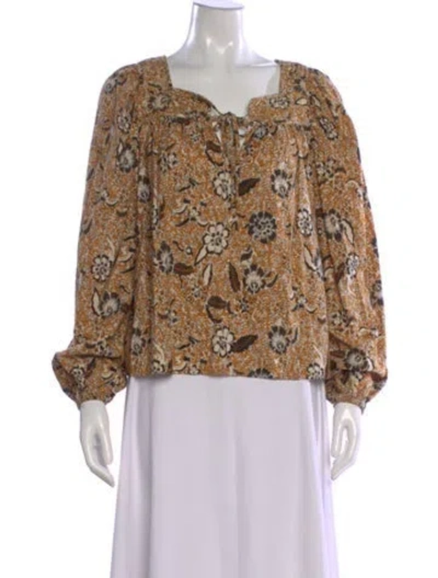 Pre-owned Ulla Johnson Floral Print Square Neckline Blouse In Multi