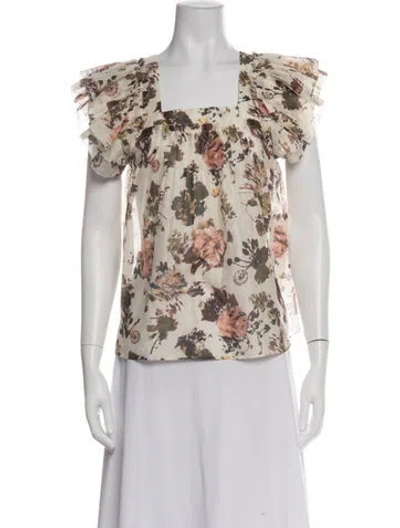 Pre-owned Ulla Johnson Floral Print Square Neckline Blouse In Multi