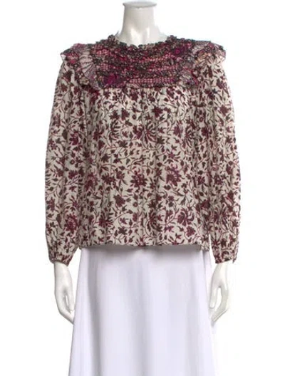 Pre-owned Ulla Johnson Floral Print Square Neckline Blouse In Purple