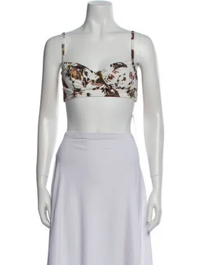 Pre-owned Ulla Johnson Floral Print Square Neckline Crop Top In Blue