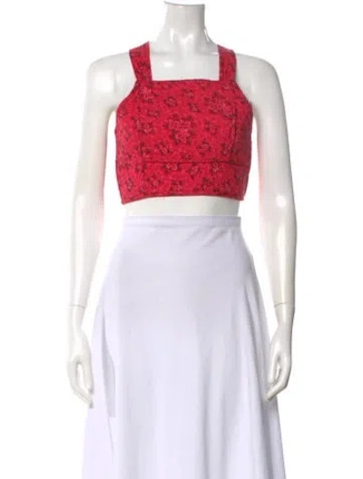 Pre-owned Ulla Johnson Floral Print Square Neckline Crop Top In Purple