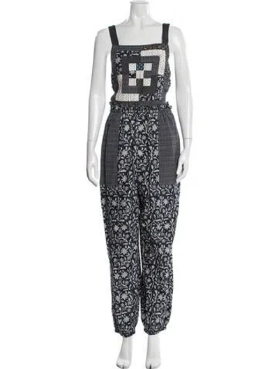 Pre-owned Ulla Johnson Floral Print Square Neckline Jumpsuit In Blue