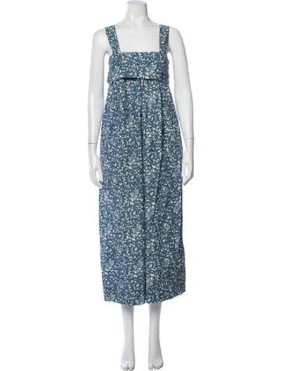 Pre-owned Ulla Johnson Floral Print Square Neckline Jumpsuit In Blue