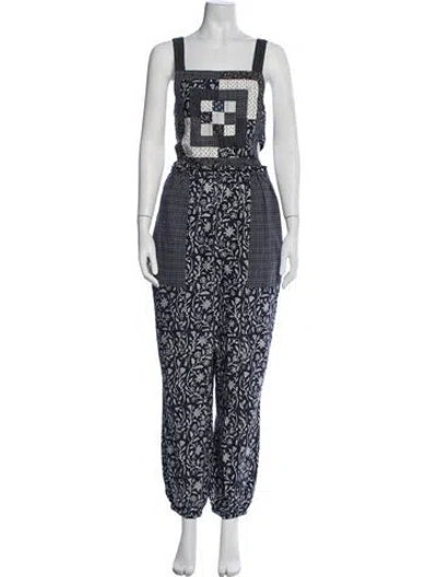 Pre-owned Ulla Johnson Floral Print Square Neckline Jumpsuit In Blue