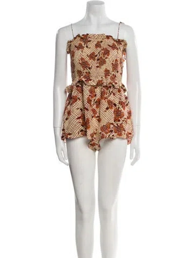 Pre-owned Ulla Johnson Floral Print Square Neckline Romper In Multi
