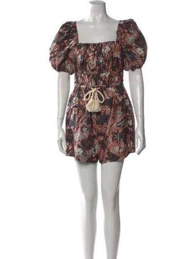 Pre-owned Ulla Johnson Floral Print Square Neckline Romper In Multi