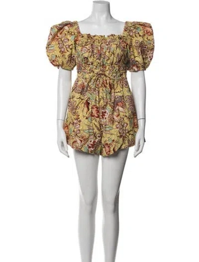 Pre-owned Ulla Johnson Floral Print Square Neckline Romper In Multi