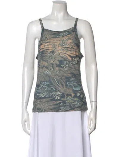 Pre-owned Ulla Johnson Floral Print Square Neckline Top In Blue