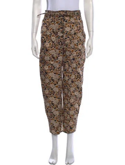 Pre-owned Ulla Johnson Floral Print Straight Leg Pants In Black