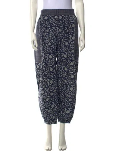 Pre-owned Ulla Johnson Floral Print Straight Leg Pants In Blue