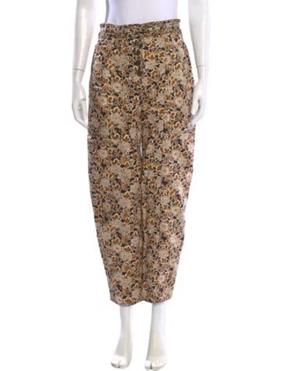 Pre-owned Ulla Johnson Floral Print Straight Leg Pants In Orange