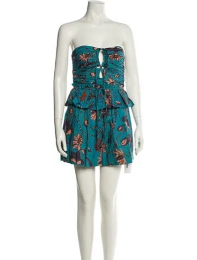 Pre-owned Ulla Johnson Floral Print Strapless Romper W/ Tags In Multi