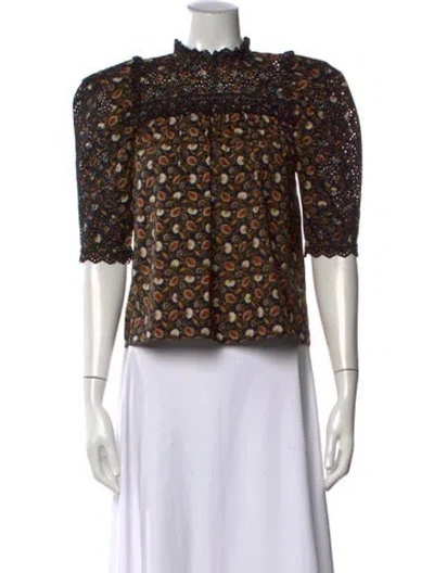 Pre-owned Ulla Johnson Floral Print Three-quarter Sleeve Blouse In Multi
