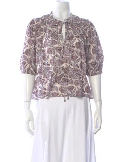 Pre-owned Ulla Johnson Floral Print Three-quarter Sleeve Blouse W/ Tags In Multi