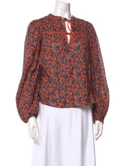 Pre-owned Ulla Johnson Floral Print Tie Neck Blouse In Multi