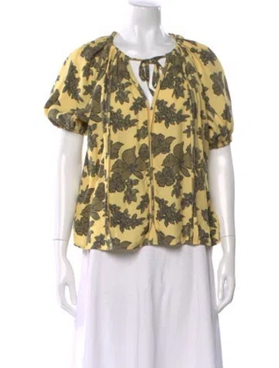 Pre-owned Ulla Johnson Floral Print Tie Neck Blouse In Multi