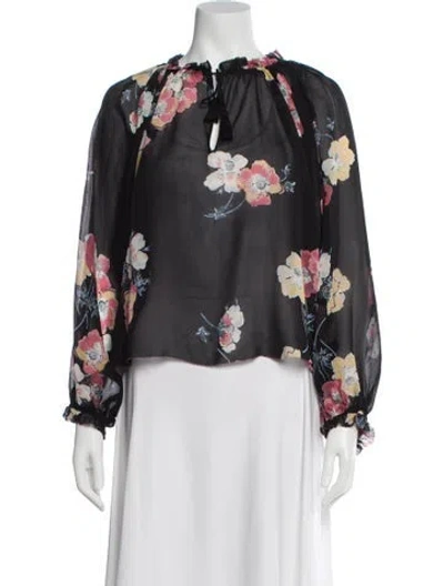 Pre-owned Ulla Johnson Floral Print Tie Neck Blouse In Multi
