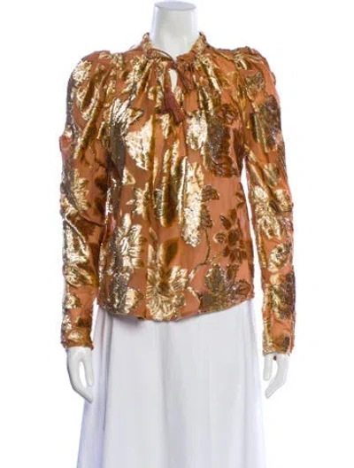 Pre-owned Ulla Johnson Floral Print Tie Neck Blouse In Multi