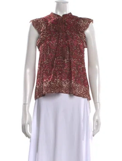 Pre-owned Ulla Johnson Floral Print Tie Neck Blouse In Multi