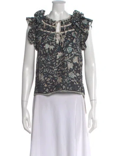 Pre-owned Ulla Johnson Floral Print Tie Neck Blouse In Multi