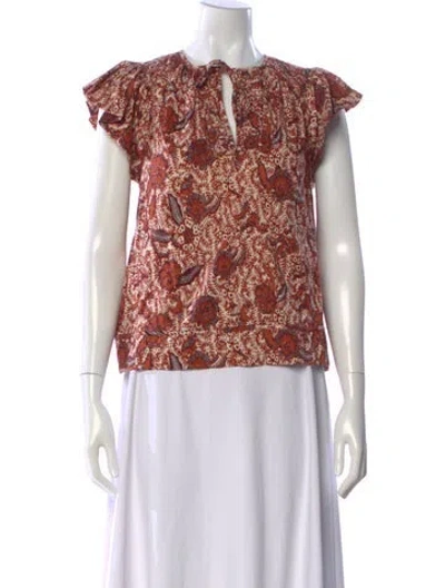 Pre-owned Ulla Johnson Floral Print Tie Neck Blouse In Multi